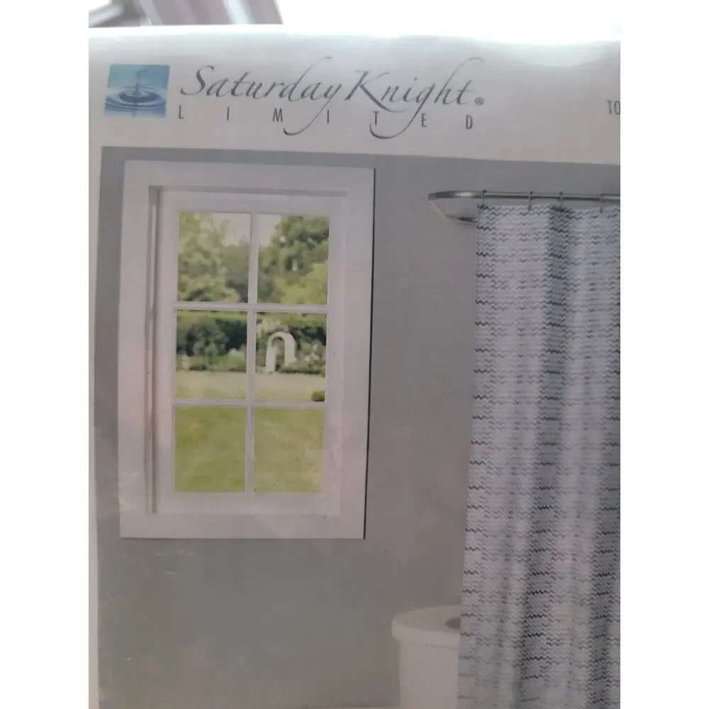 Saturday Knight Limited Watercolor 72x72 100% Cotton Chevron Shower Curtain Blue